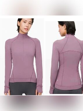 Lululemon Outrun the Elements 1/2 Zip Runnign Top Frosted Mulberry Size 10